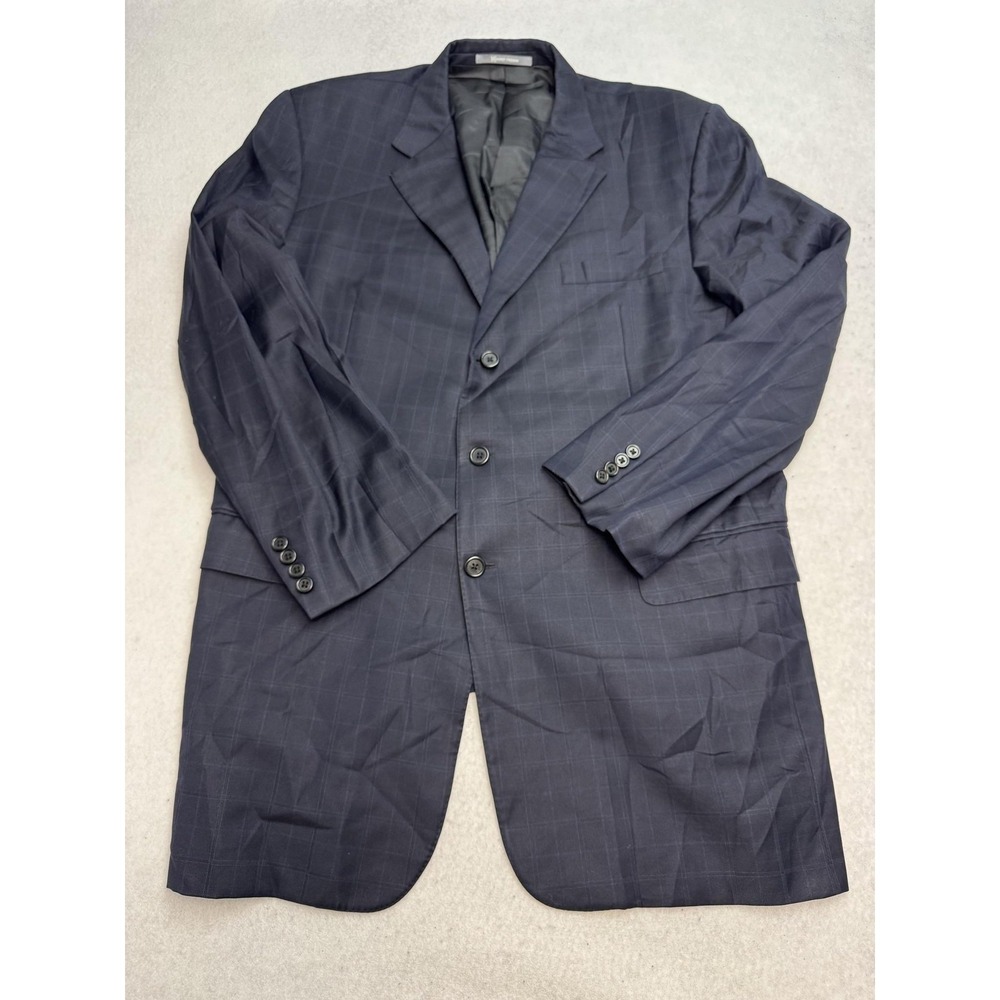 Hickey Freeman Blazer Mens 44 Chest Blue Check Wool Jacket Business